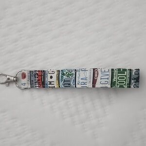 Handmade-License Plate Key Chain, Car Key Fob